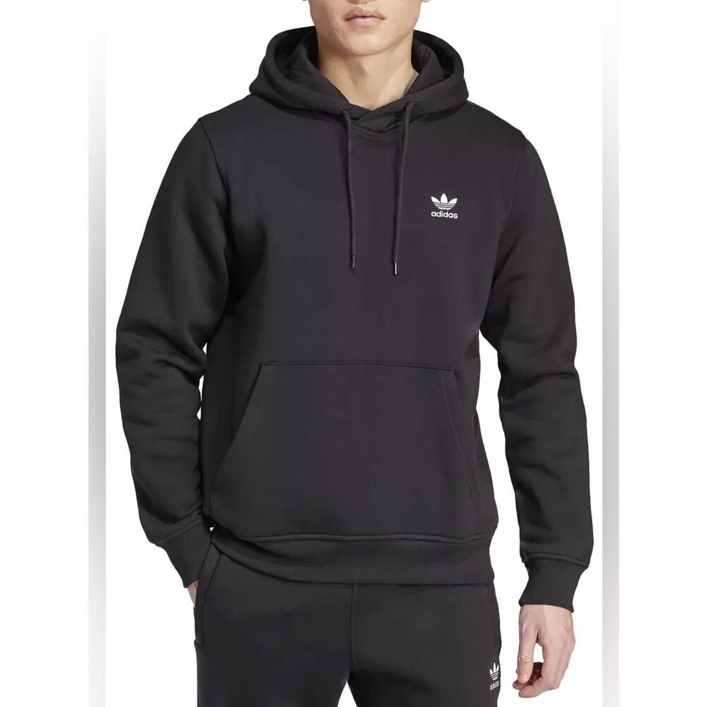 Adidas Essentials Black Trefoil Pullover Hoodie 2XL Athleisure Gym Workout
